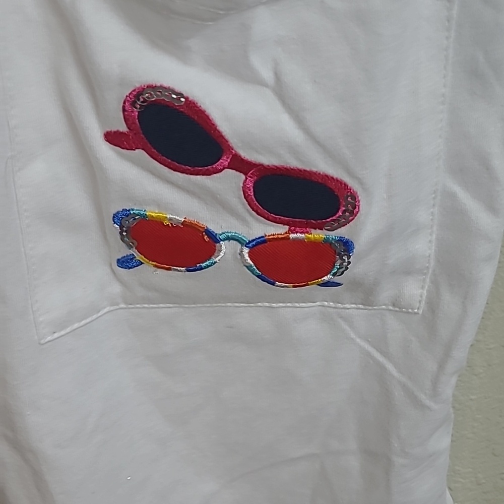 Club Z Collection White Zip Front Tunic with Sunglass Embroidery Beach Wear Smal - Picture 2 of 10